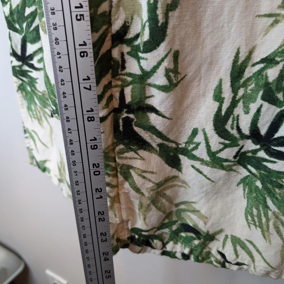 J Jill Cream Tropical Leaf Plant Patterned Linen Blend  Wide Leg Pants Women S - Picture 10 of 11